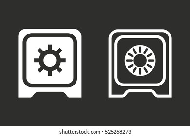 Safe vector icon. White illustration isolated on black background for graphic and web design.