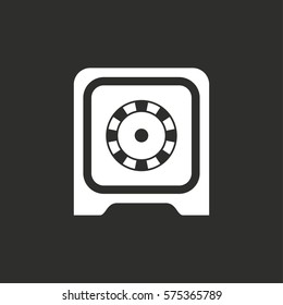 Safe vector icon. White illustration isolated on black background for graphic and web design.