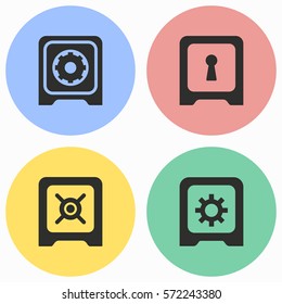Safe vector icons set. Black illustration isolated for graphic and web design.