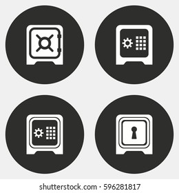 Safe vector icons set. White illustration isolated for graphic and web design.