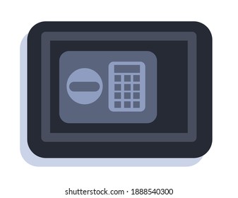 safe, vector illustration of a metal safe with digit code buttons.  minimalist flat design, illustration to save money