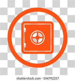 Safe vector rounded icon. Image style is a flat icon symbol inside a circle, orange color, transparent background.
