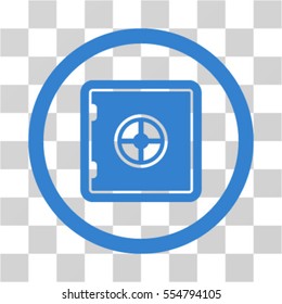 Safe vector rounded icon. Image style is a flat icon symbol inside a circle, cobalt color, transparent background.