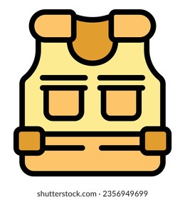 Safe vest icon outline vector. Army jacket. Tactical proof color flat