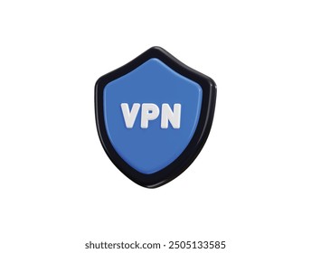 Icono seguro de VPN con el concepto de icono de escudo de protección de icono de seguridad de Internet Renderizado 3D