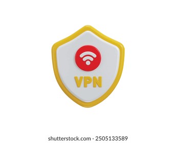 Safe VPN icon with protect shield icon concept of internet security icon 3d render