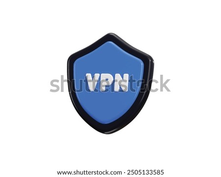 Safe VPN icon with protect shield icon concept of internet security icon 3d render