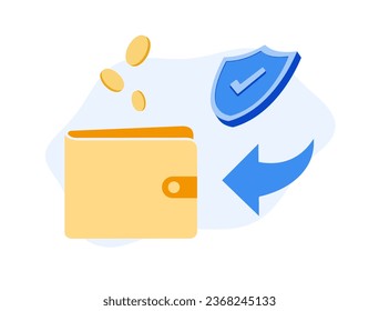 Safe Wallet For Receipts concept. Protect Money with Secure Digital Wallet Vector illustration isolated on white background