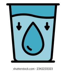 Safe water glass icon outline vector. Save drop. Clean eco color flat