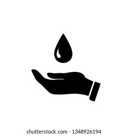 Safe water logo, water drop and hand icons. Vector