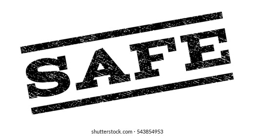 Safe watermark stamp. Text caption between parallel lines with grunge design style. Rubber seal stamp with dust texture. Vector black color ink imprint on a white background.