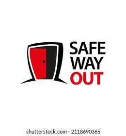Safe Way Out Sign. Vector Illustration on white background.