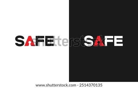 Safe word mark logo design with unique integration of lock hole in letter A.