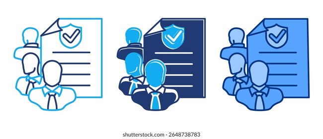 Ícone Local de trabalho seguro representado pelo trabalhador usando capacete de segurança azul, dualline, estilo dualtone.