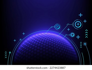 Safe world for the better. world technology social network.Blue background futuristic with planet earth. Internet and technology connection