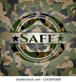 Safe written on a camouflage texture