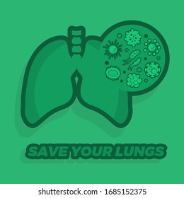 Safe your lungs. Recommendations to prevent the spread of the virus. isolated with solid background.