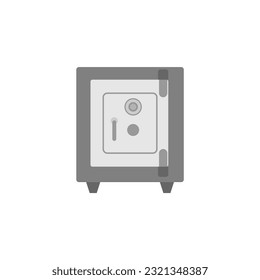 safebox flat design vector illustration.Locked bank vault isolated  on white background. Strongbox for money protection. Cash and valuables storage design element. Security steel deposit box