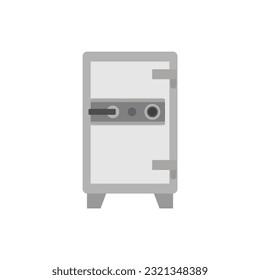 safebox flat design vector illustration.Locked bank vault isolated  on white background. Strongbox for money protection. Cash and valuables storage design element. Security steel deposit box