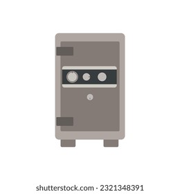 safebox flat design vector illustration.Locked bank vault isolated  on white background. Strongbox for money protection. Cash and valuables storage design element. Security steel deposit box