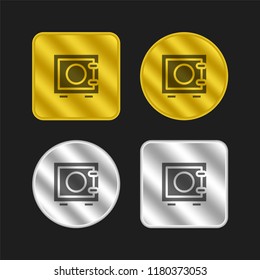 Safebox gold and silver metallic coin logo icon design