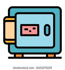 Safebox icon. Outline safebox vector icon color flat isolated