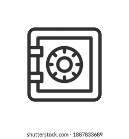 Icono de línea de caja fuerte para la plantilla y aplicación web. Diseño de ilustración vectorial en fondo blanco. EPS 10