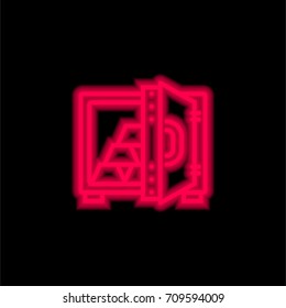 Safebox red glowing neon ui ux icon. Glowing sign logo vector