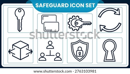 Safeguard icon set security protection and access control visuals