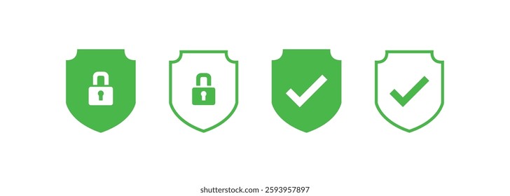 Safeguard, shield guard icon vector. Lock security safety sign with checkmark and padlock symbol