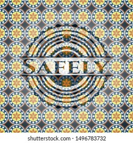Safely arabic badge. Arabesque decoration.