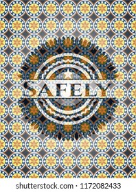 Safely arabic emblem background. Arabesque decoration.
