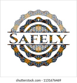 Safely arabic style emblem. Arabesque decoration.