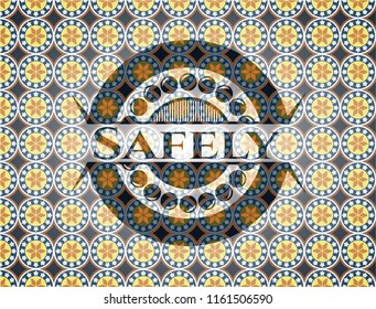 Safely arabic style emblem. Arabesque decoration.