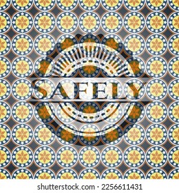 Safely arabic style emblem. Arabesque decoration. 