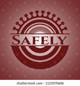 Safely badge with red background