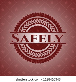 Safely badge with red background