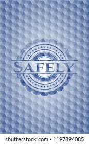 Safely blue hexagon badge.