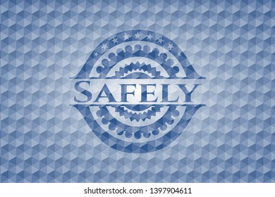 Safely blue hexagon emblem. Vector Illustration. Detailed.