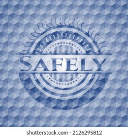 Safely blue hexagon emblem. Vector Illustration. Detailed. 
