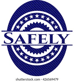 Safely emblem with jean high quality background