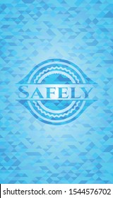 Safely light blue mosaic emblem