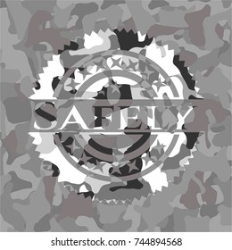 Safely on grey camouflaged texture