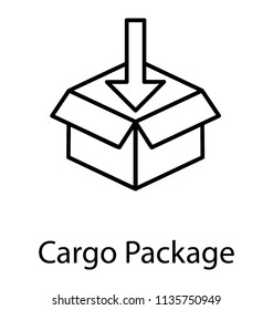 
Safely packed package ready for cargo shown by an arrow and cardbox icon
