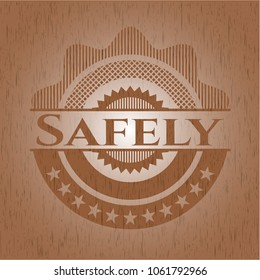 Safely wooden emblem. Retro