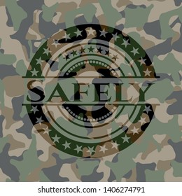 Safely written on a camouflage texture. Vector Illustration. Detailed.