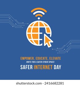 Safer Internet Day, 8 February, Creative Social Media Post Template  Vector Design. Web, Internet, Concept