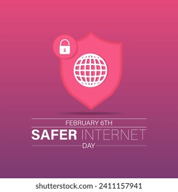 Safer Internet Day celebrated every year on 6th February. Vector banner, flyer, poster and social medial template design.