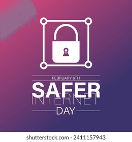 Safer Internet Day celebrated every year on 6th February. Vector banner, flyer, poster and social medial template design.