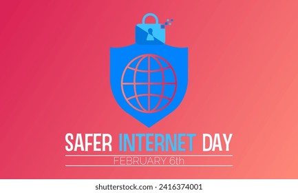 Safer Internet Day celebrated every year on 6th February. Vector banner, flyer, poster and social medial template design.